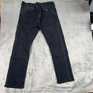 VTG Y2K Grunge Levis 504 Regular Straight Fit Mens 36x32 Black Jeans Denim Pants